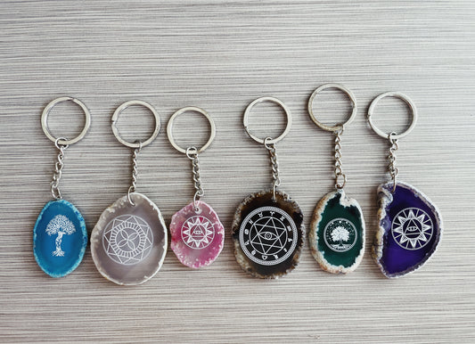 Dyed Agate Keychains