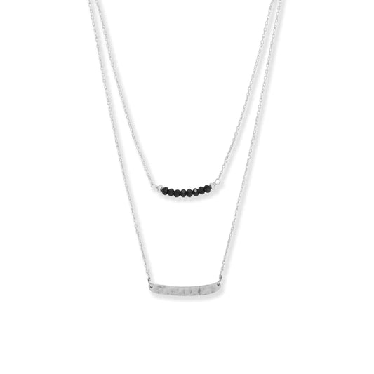 Double Strand Black Onyx and Curved Bar Necklace