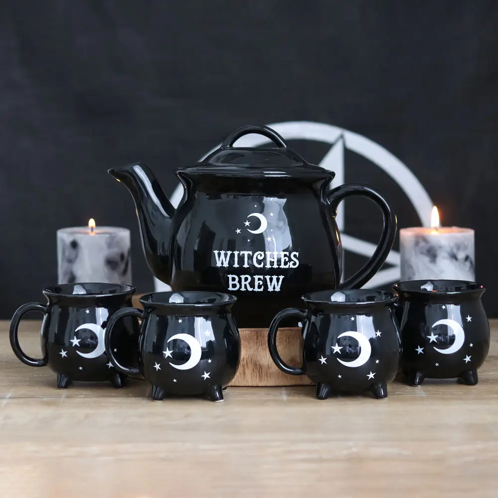 Witches Brew Ceramic Halloween Cauldron Tea Set Crystal Reign Boutique
