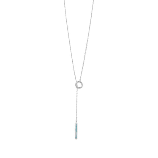 Nano Turquoise CZ Drop Lariat Necklace