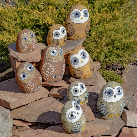 Solar Rock Owls with Light Up Eyes
