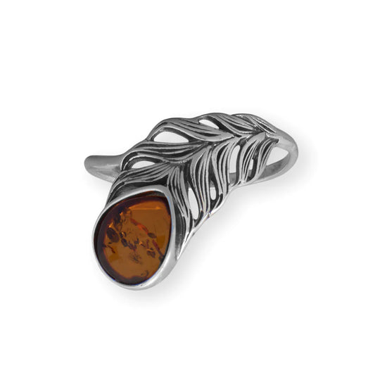 Baltic Feather Amber Ring