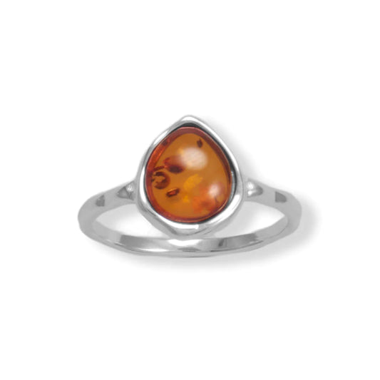 Pear Baltic Amber Ring