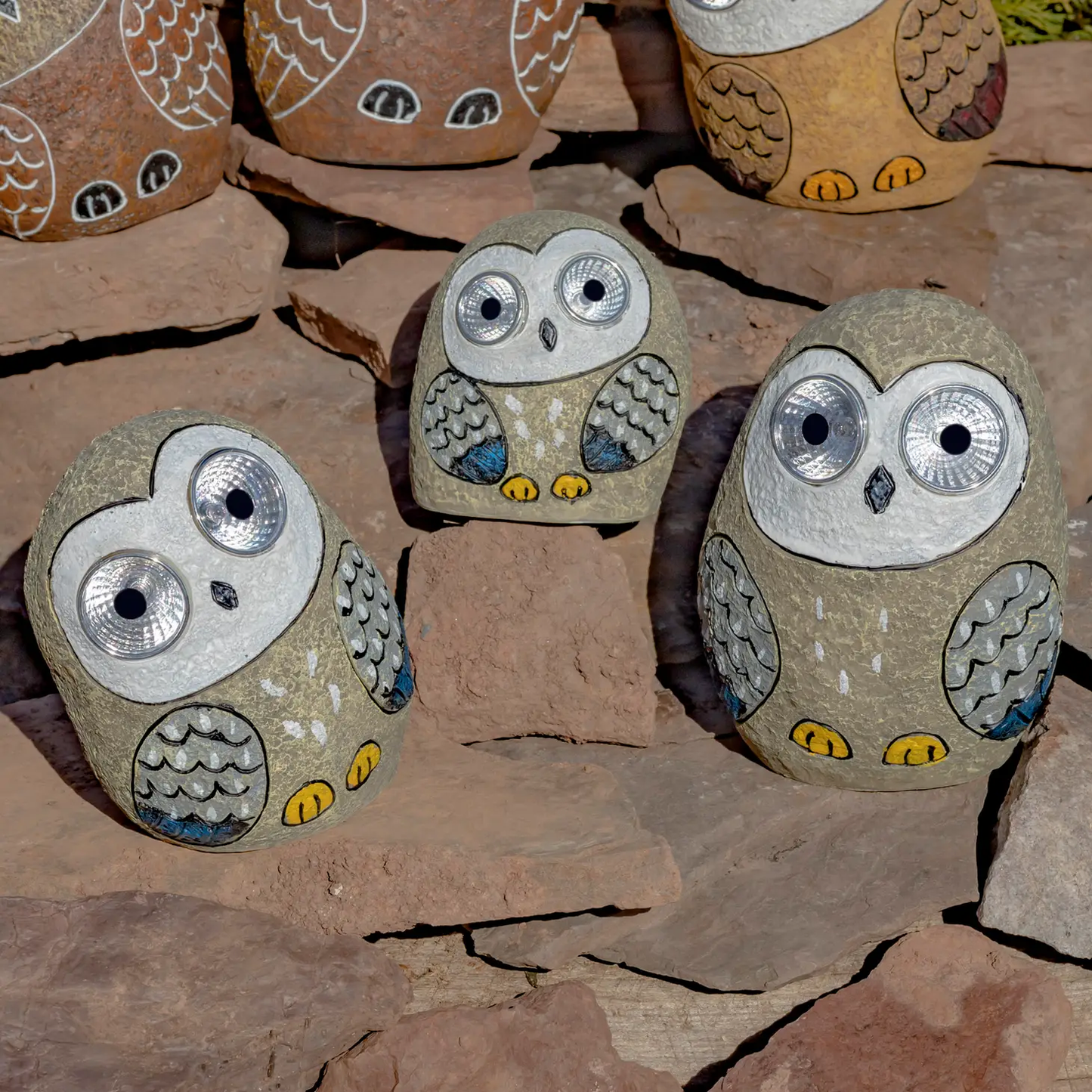 Solar Rock Owls with Light Up Eyes