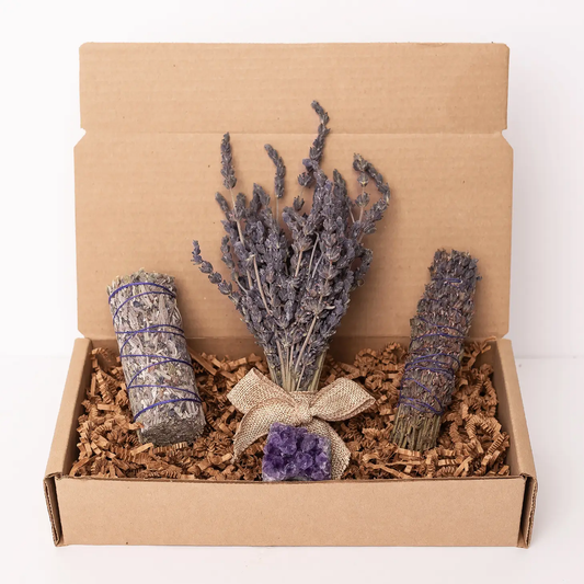 Triple Lavender Bundle Kit with Amethyst Cluster Set