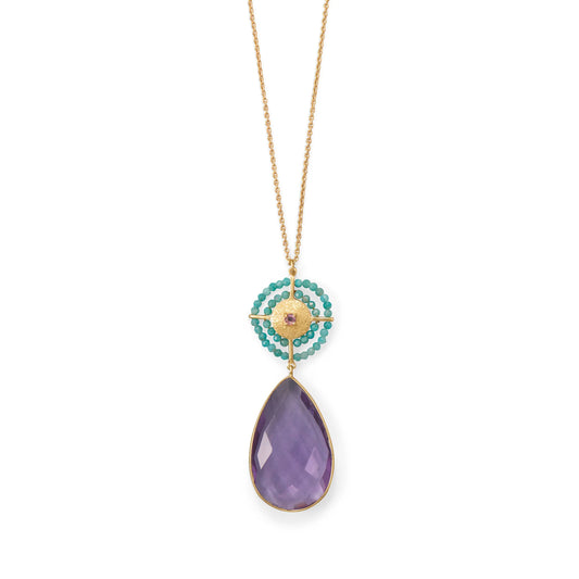 14 Karat Gold Plated Amethyst and Amazonite Necklace