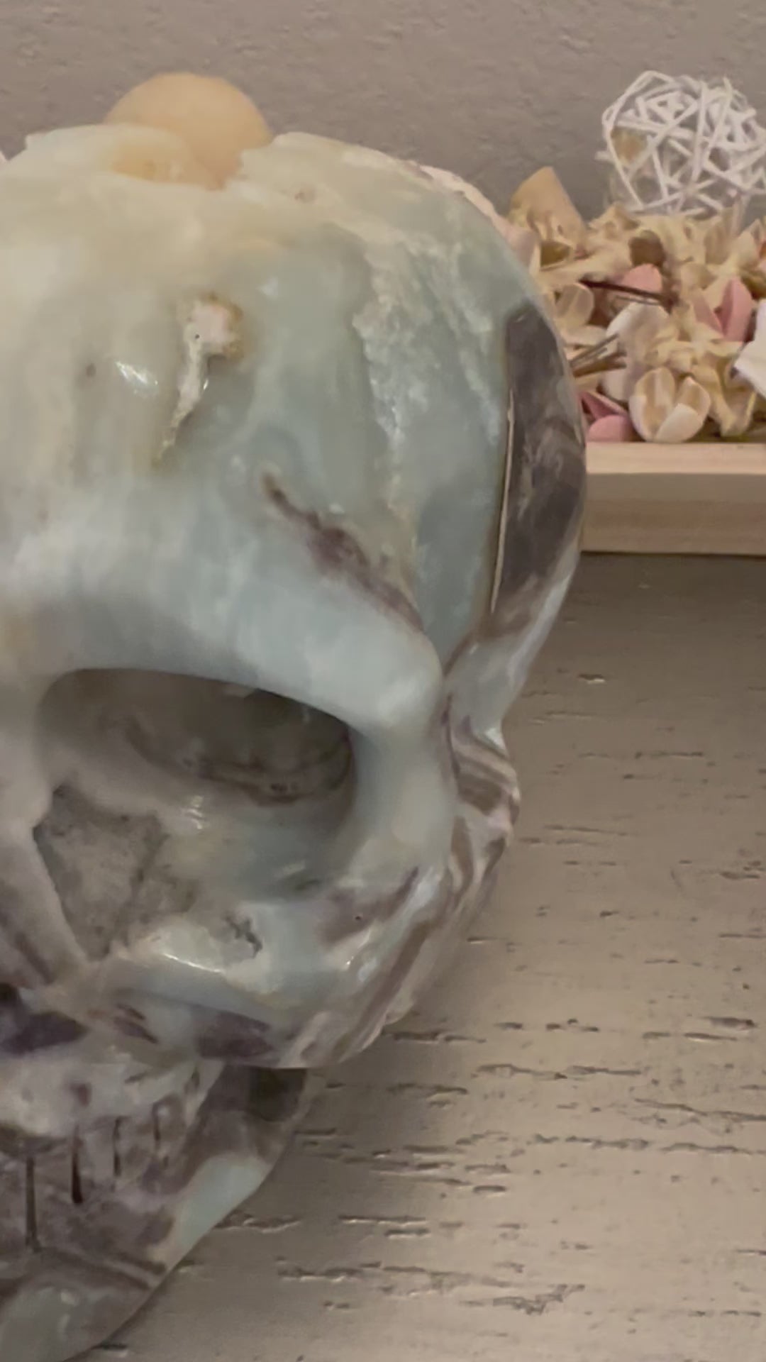 Look how GORGEOUS this Ocean Jasper Skull with druzy pocket!