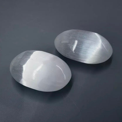 These are the perfect Selenite Palm Stones. Selenite is a very powerful healing crystal that promotes peace and calm, mental clarity, and well-being. These crystal can remove negative energy and help you connect to higher realms.