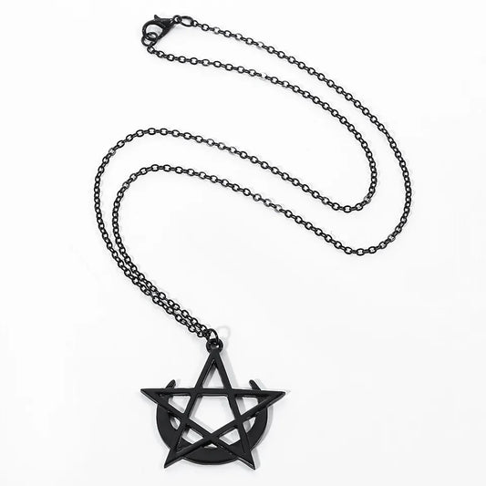 Gothic Pentagram Moon Necklace