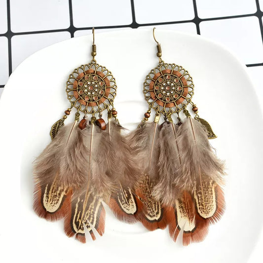 Ethnic Feathered Earrings