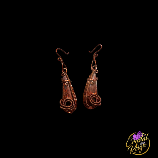 Hand Wrapped Earrings - Red Ocean Jasper 3