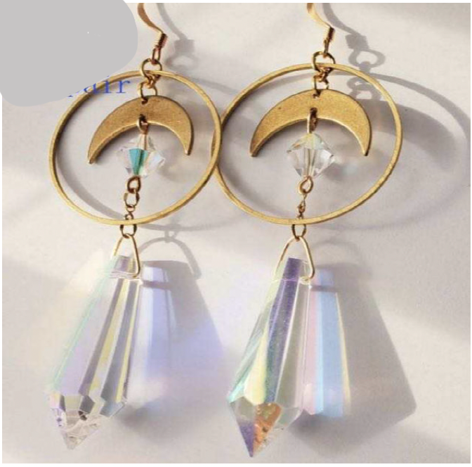 Upside Down Moon Prism Earrings